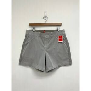 SPANX 6” Twill Pull-On Stretch Shaping Shorts Crystal Grey Pockets XL